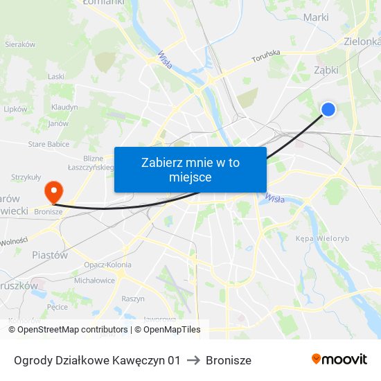 Ogrody Działkowe Kawęczyn 01 to Bronisze map