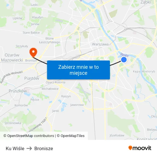 Ku Wiśle to Bronisze map