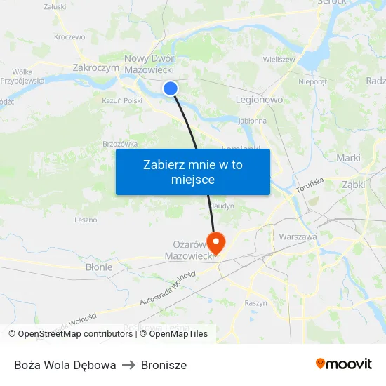 Boża Wola Dębowa to Bronisze map