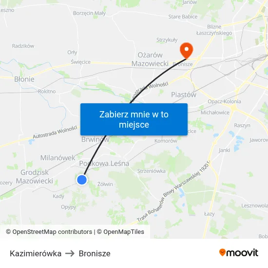 Kazimierówka to Bronisze map