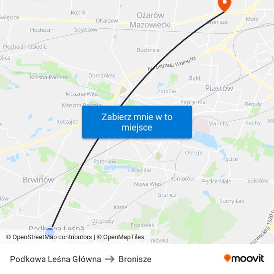 Podkowa Leśna Główna to Bronisze map