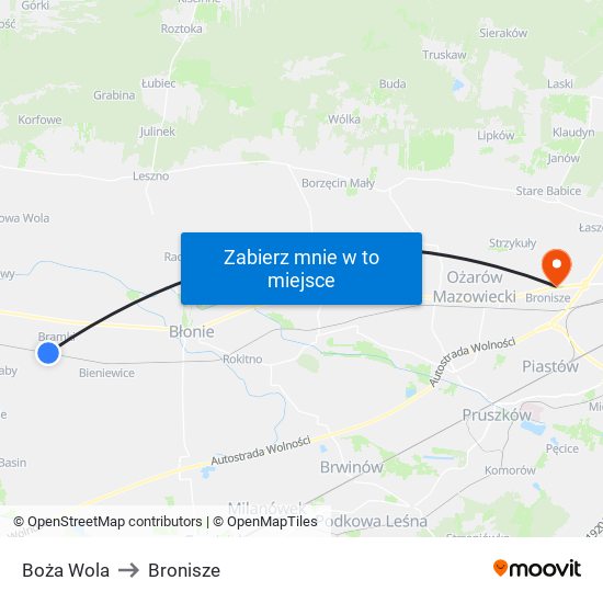 Boża Wola to Bronisze map