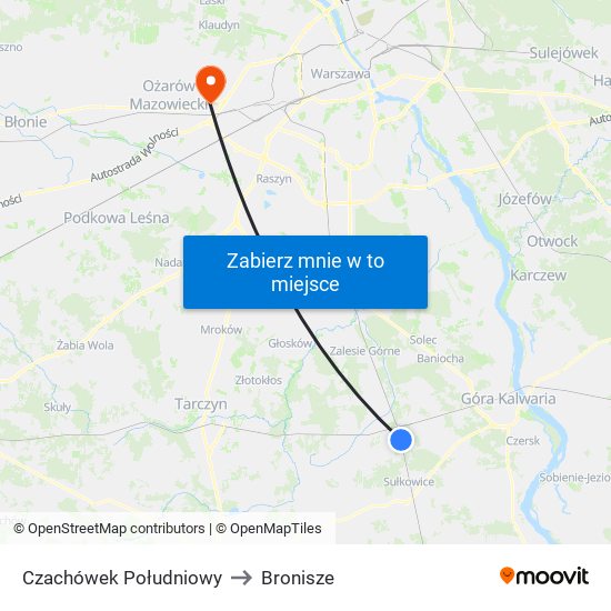 Czachówek Południowy to Bronisze map