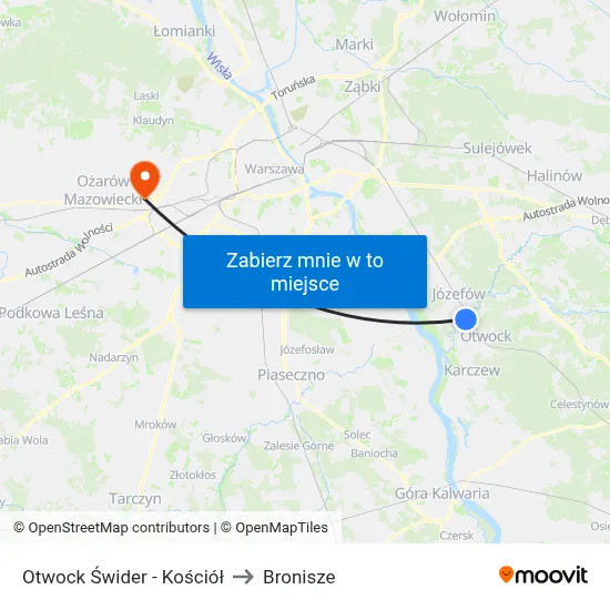 Otwock Świder - Kościół to Bronisze map