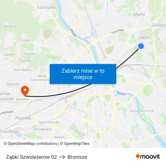 Ząbki Szwoleżerów 02 to Bronisze map