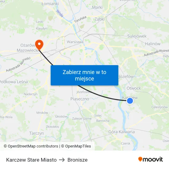 Karczew Stare Miasto to Bronisze map