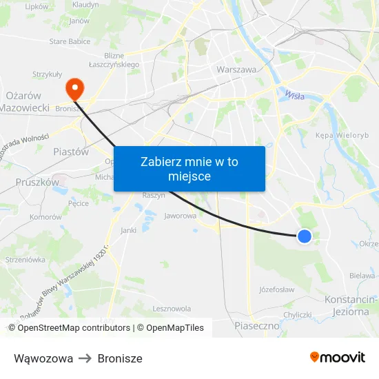 Wąwozowa to Bronisze map