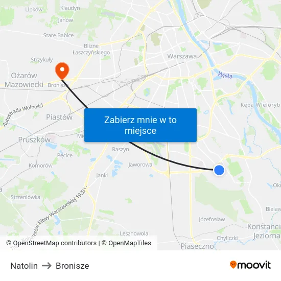 Natolin to Bronisze map