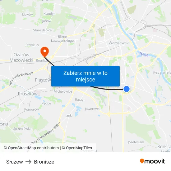 Służew to Bronisze map