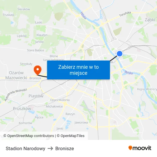 Stadion Narodowy to Bronisze map