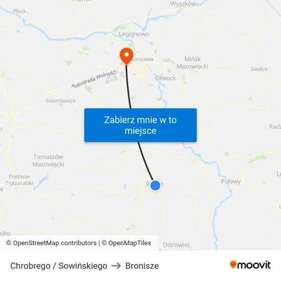 Chrobrego / Sowińskiego to Bronisze map