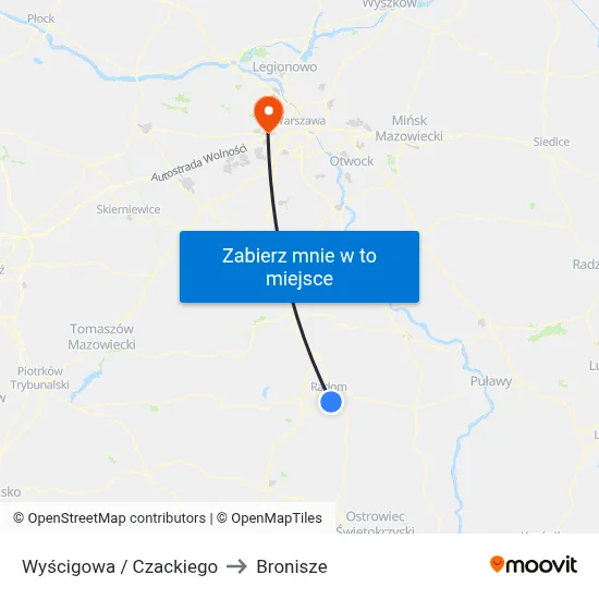 Wyścigowa / Czackiego to Bronisze map