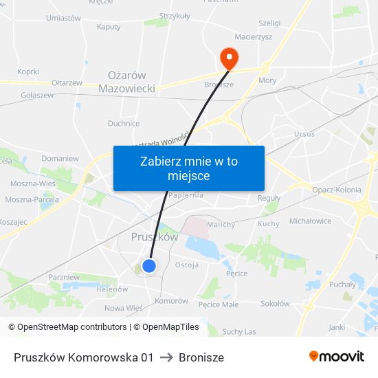 Pruszków Komorowska 01 to Bronisze map