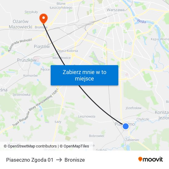 Piaseczno Zgoda 01 to Bronisze map