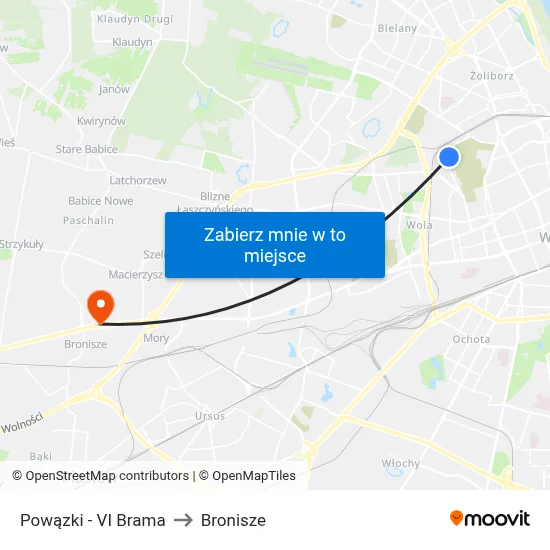 Powązki - VI Brama to Bronisze map