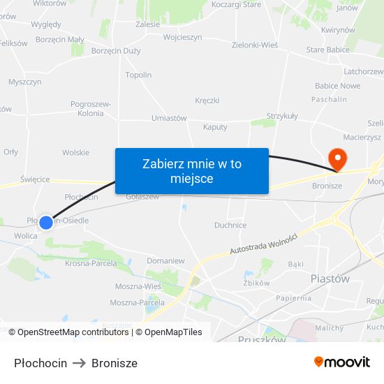 Płochocin to Bronisze map