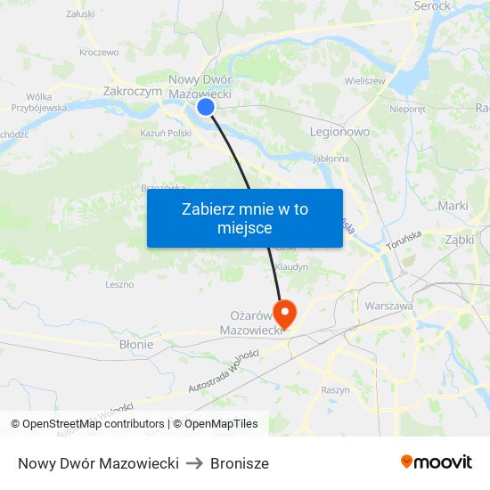 Nowy Dwór Mazowiecki to Bronisze map