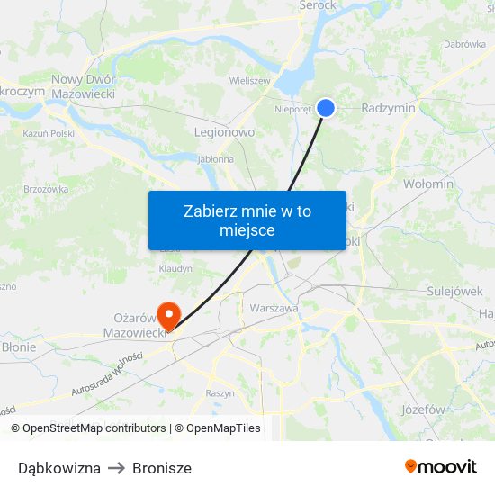 Dąbkowizna to Bronisze map