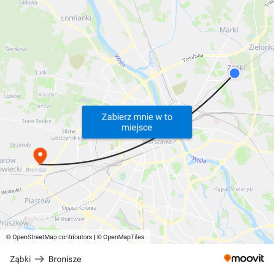 Ząbki to Bronisze map