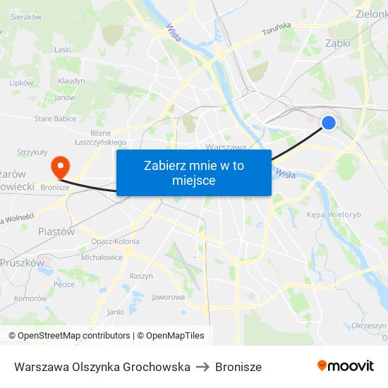 Warszawa Olszynka Grochowska to Bronisze map