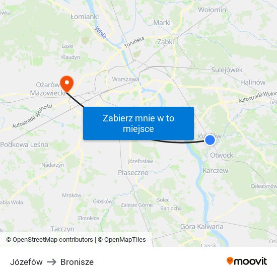 Józefów to Bronisze map