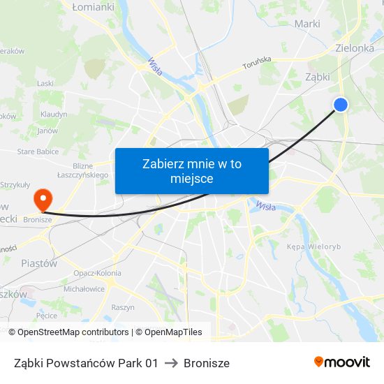 Ząbki Powstańców Park 01 to Bronisze map