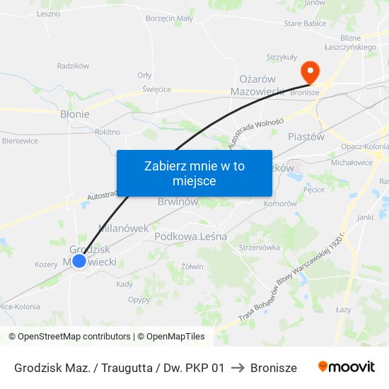 Grodzisk Maz. / Traugutta / Dw. PKP 01 to Bronisze map