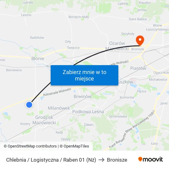 Chlebnia / Logistyczna / Raben (Nż) to Bronisze map