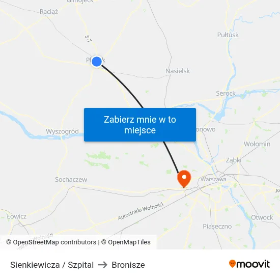 Sienkiewicza / Szpital to Bronisze map