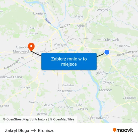 Zakręt Długa to Bronisze map