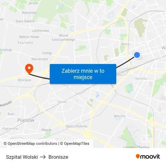 Szpital Wolski to Bronisze map