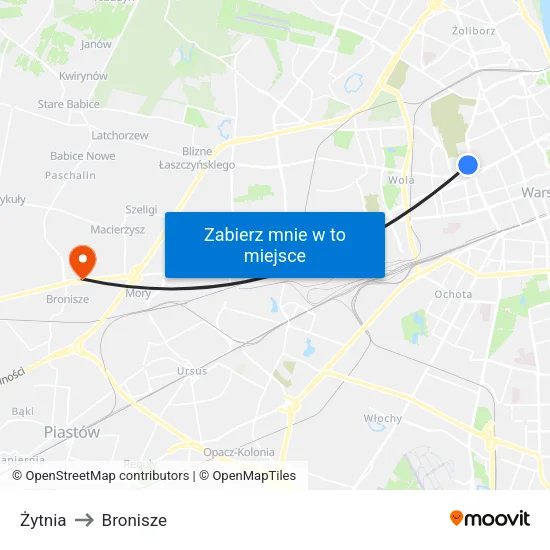 Żytnia to Bronisze map