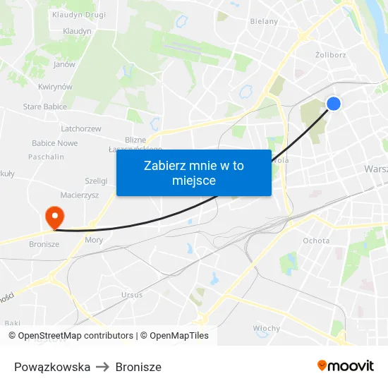 Powązkowska to Bronisze map