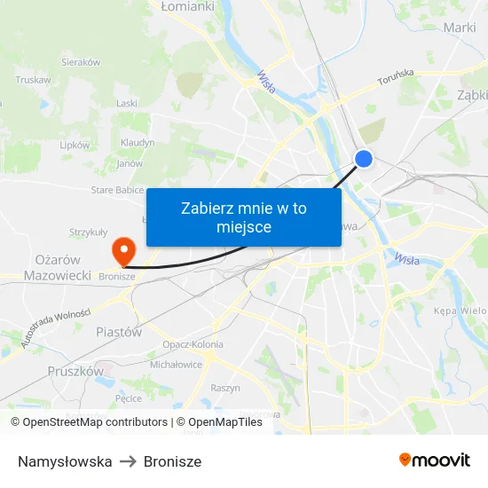 Namysłowska to Bronisze map