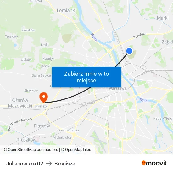 Julianowska to Bronisze map