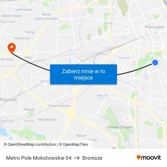 Metro Pole Mokotowskie 04 to Bronisze map