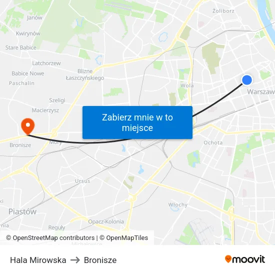 Hala Mirowska to Bronisze map