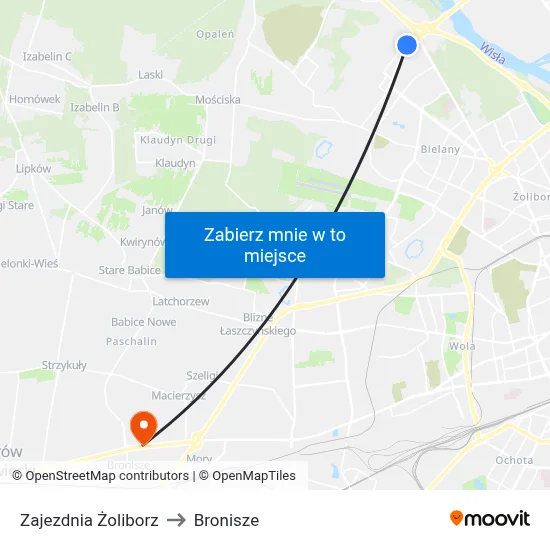 Zajezdnia Żoliborz to Bronisze map