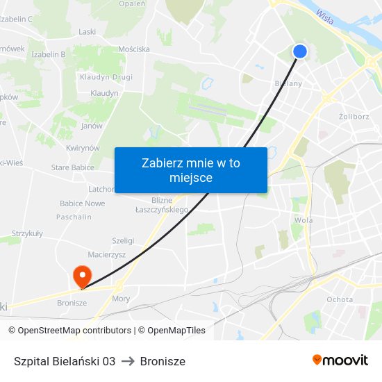 Szpital Bielański to Bronisze map