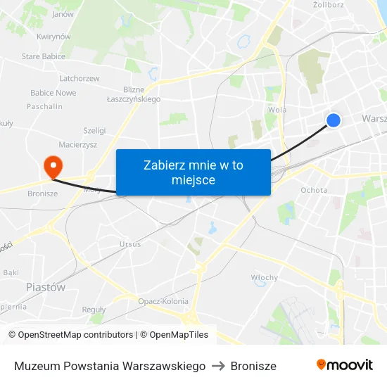 Muzeum Powstania Warszawskiego to Bronisze map