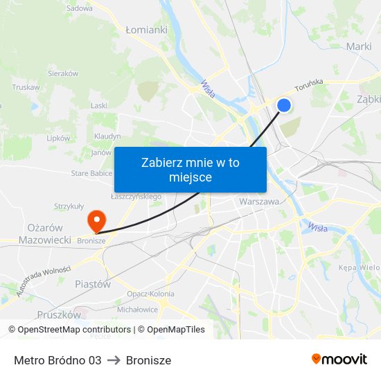 Metro Bródno 03 to Bronisze map