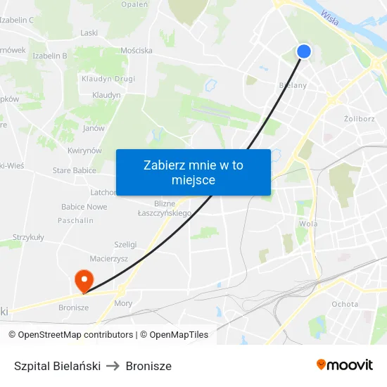Szpital Bielański to Bronisze map
