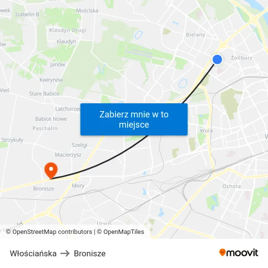 Włościańska to Bronisze map