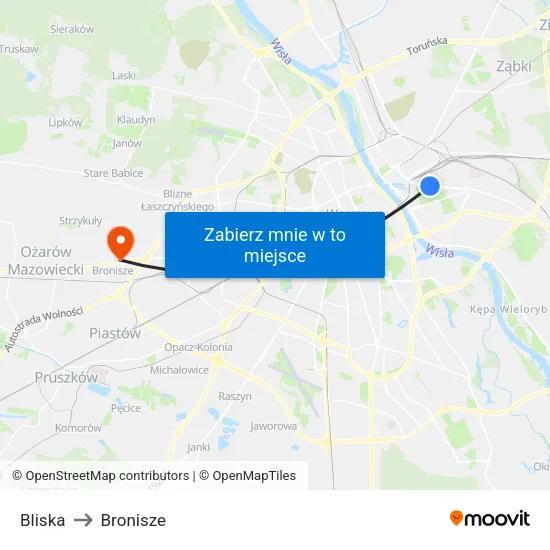 Bliska to Bronisze map