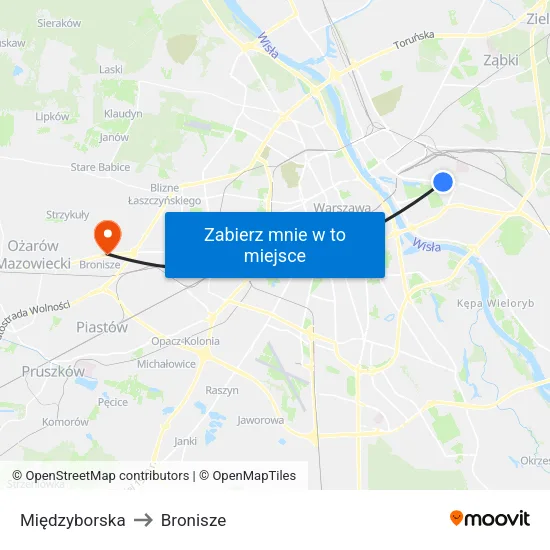 Międzyborska to Bronisze map