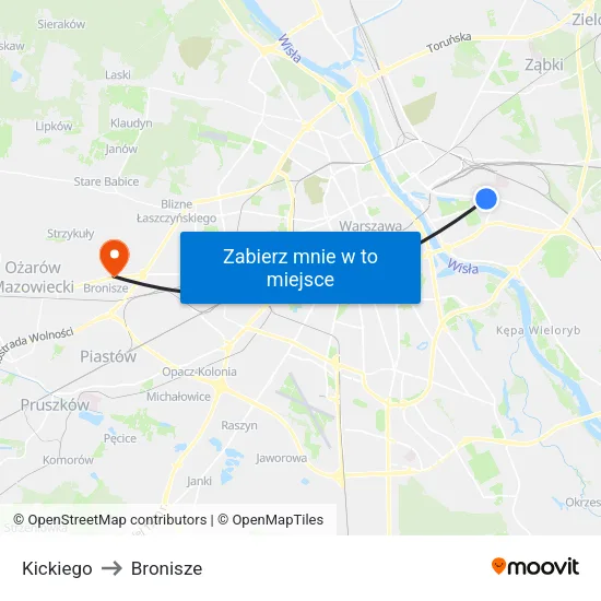 Kickiego to Bronisze map