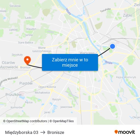 Międzyborska to Bronisze map