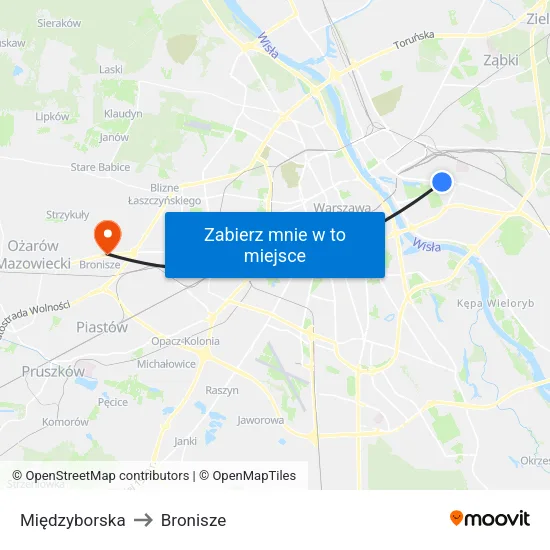 Międzyborska to Bronisze map