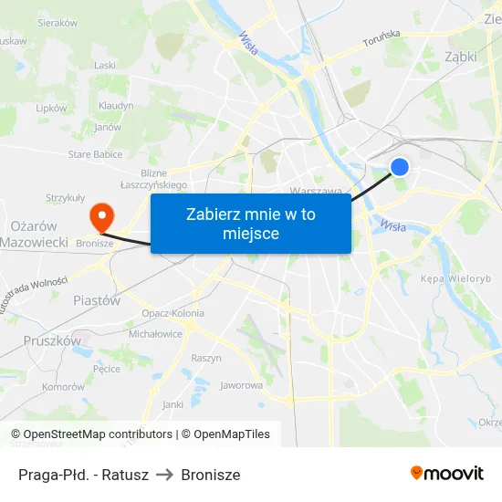 Praga-Płd. - Ratusz to Bronisze map