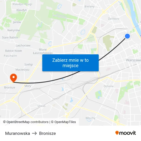 Muranowska to Bronisze map